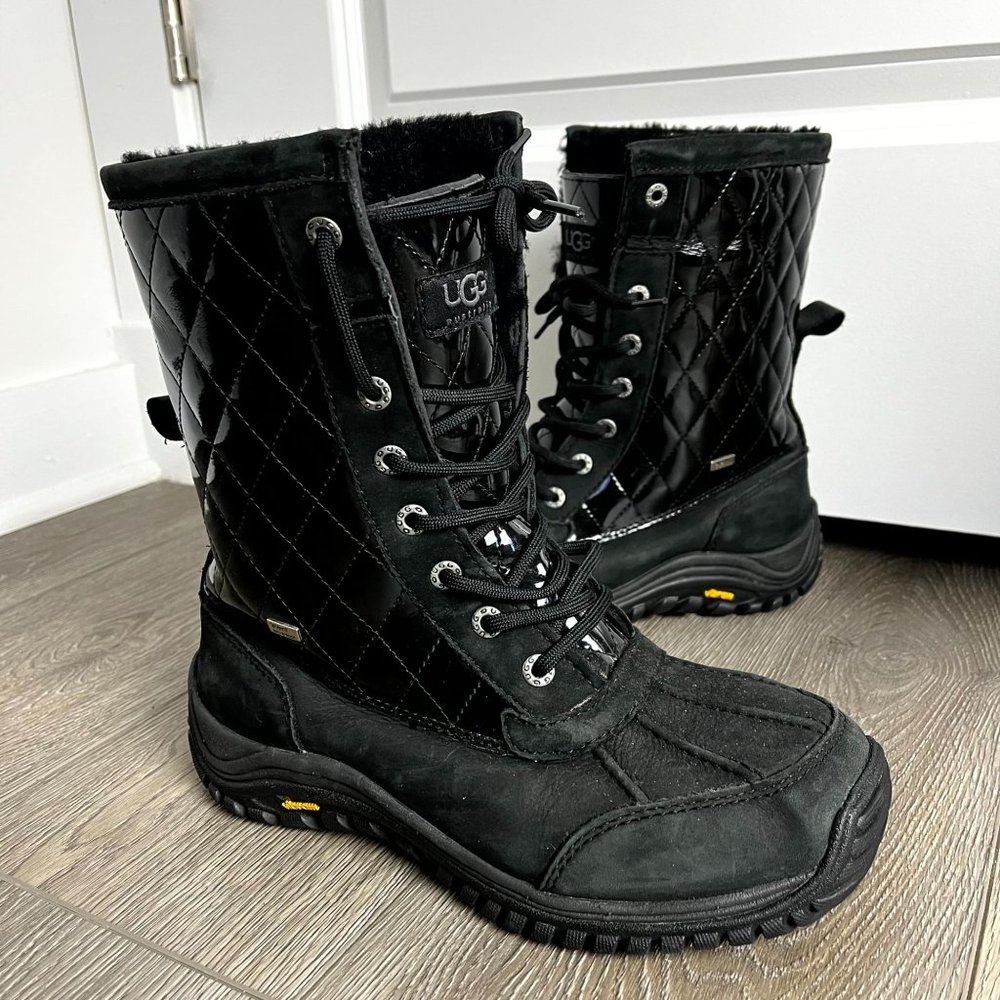 UGG | Beautiful Patent Black Quilted Adirondack II Waterproof Snow Boots US‎ 8.5